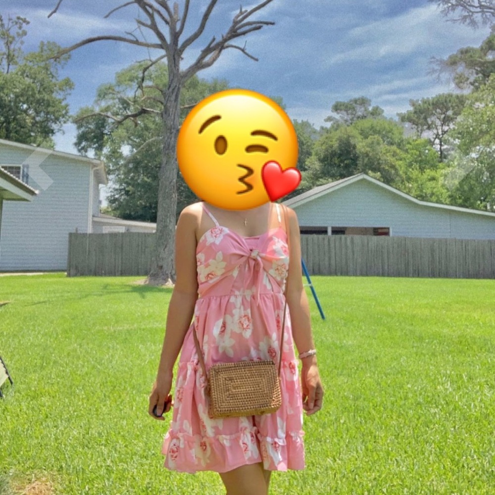 Pink and white floral summer dress
